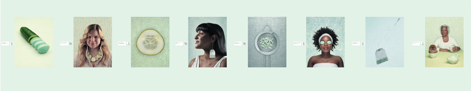 a lineup of images that made up the Dove Cool Moisture photo exhibit